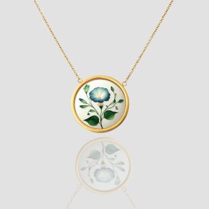 18K Solid Gold September Birth Flower Necklace, Personalized September Morning Glory Custom Jewelry, September BirthFlower Morning Glory