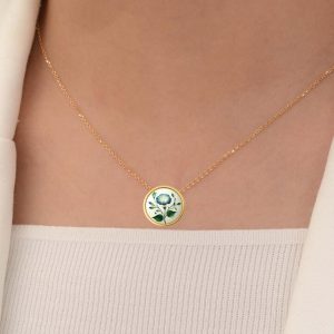18K Solid Gold September Birth Flower Necklace, Personalized September Morning Glory Custom Jewelry, September BirthFlower Morning Glory