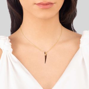 Solid Gold Horn Necklace, Handmade Tusk Pendant, 14K Solid Gold Elegant Horn Tusk Necklace, Christmas gift