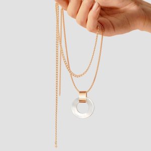 18K Solid Gold Karma Necklace, Circle Round Necklace, dainty Circle Pendant, Handmade Jewelry