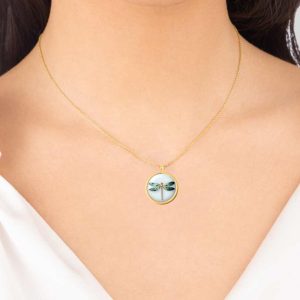 18k Solid Gold Dragonfly Necklace, Bug Gold Pendant Necklace, Handmade Dragonfly Jewelry, Minimal Dragonfly Necklace, Gold Christmas Gift