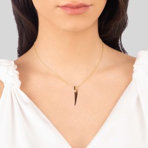 Handmade 18k Solid Gold Horn Necklace | Minimal Horn Handmade Pendant | 14K Solid Gold Elegant Necklace | Birthday, Christmas gift