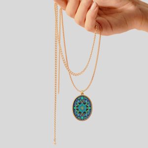14K Solid Gold Necklace, Persian Art-Inspired Handmade Necklace, Luxury Handmade Jewelry Gift for Her