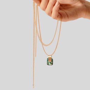 Solid Gold Abalone Necklace, 18k Solid Gold Handmade Abalone Shell Pendant, Boho Style Short Necklace Gift