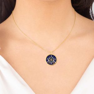 18K Solid Gold Necklace, Handmade Persian Necklace, Toranj Tiles Art-Inspired Design, Floral Luxury Pendant Jewelry