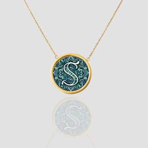 18K Solid Gold Initial Letter Necklace, Handmade Personalized Name Letter S Necklace, Custom Monogram Pendant