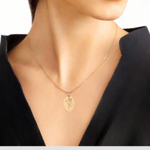18k Solid Gold Birth Flower Necklace, Personalized Custom Necklace, Handmade Birthday Gift, July Birth Flower, Water Lily Necklace