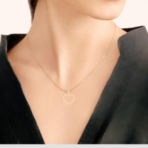 14k Solid Gold Heart Pendant Necklace, Handmade Minimalist Jewelry