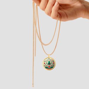 14k Solid Gold Christmas Necklace, Gold Christmas Tree Pendant Necklace, Christmas Pndent Gifts, Xmas Gift For Her