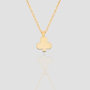 18k Solid Gold Clover Necklace, Poker Club Solid Gold Pendant Necklace, Handmade Clover Pendant, Poker Club Necklace Luck and Luxury
