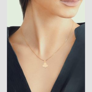 18k Solid Gold Clover Necklace, Poker Club Solid Gold Pendant Necklace, Handmade Clover Pendant, Poker Club Necklace Luck and Luxury
