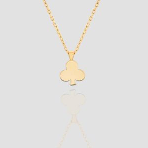 14k Solid Gold Clover Necklace, Poker Solid Gold Pendant Necklace, Handmade Clover Pendant, Poker Necklace Luck and Luxury