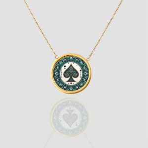 Ace of Spades Poker Necklace, Solid Gold Handcrafted Spades Pendant Necklace, Spades Luck and Luxury Necklace