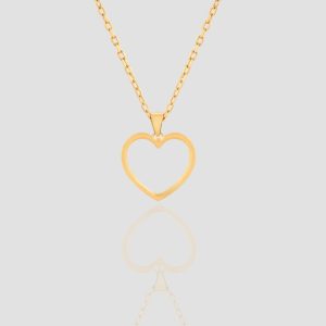 14k Solid Gold Heart Necklace, Handmade Heart Pendant for Valentine, Valentines Gift for Her