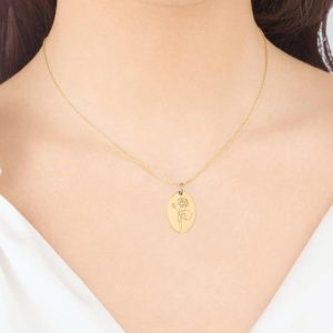 Handmade Birth Flower Necklace, 14k Solid Gold Personalized Custom Necklace, September Birthday Gift, Morning Glory September Necklace