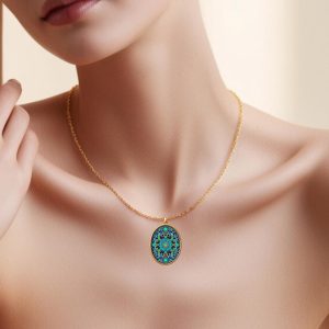 Handmade 18K Solid Gold Necklace with Persian Art-Inspired Design - Luxury Pendant Handmade Jewelry
