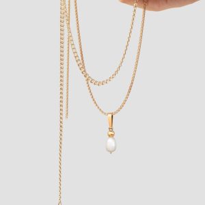 14K Solid Gold Pearl Necklace, Beaded Minimal Dainty Grade AA Pearls Pendant, Handmade Beaded Gold Pearl Charm