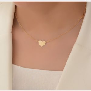 Valentine 18k Solid Gold Heart Necklace, Handmade Solid Gold Heart Pendant Necklace, Valentine's Gift for Her