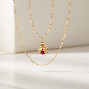 18K Solid Gold Ladybug Necklace, Handmade bug Jewelry, Ladybug Pendants Necklace, 750 Solid Gold ladybug Jewelry