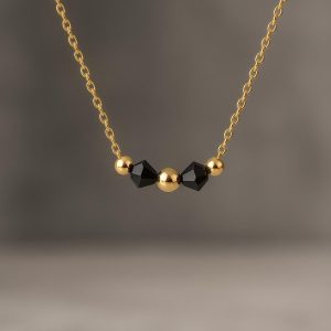 Dainty 14k Solid Gold Beaded Necklace, Minimalist Jewelry, 42cm