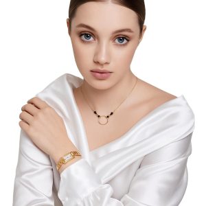18K Solid Gold Karma Necklace, Handmade Minimalist Circle Pendant