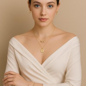 Handmade 14K Solid Gold Initial Necklace, Personalized Disc Pendant
