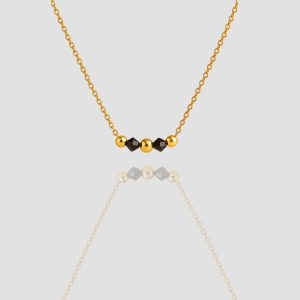 Dainty 14k Solid Gold Beaded Necklace, Minimalist Jewelry, 42cm