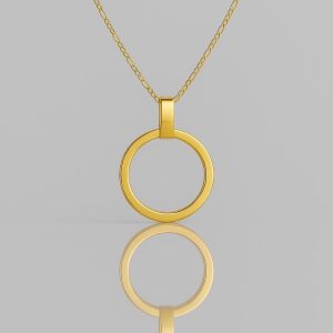 14k Solid Gold Karma Necklace, Minimalist Circle Pendant
