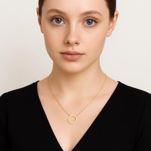Handmade 18k Solid Gold Karma Necklace, Minimalist Geometric Circle Pendant