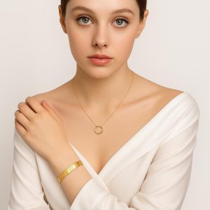 Handmade Minimal Circle Necklace | Solid Gold Karma Pendant | Birthday, Christmas Gift