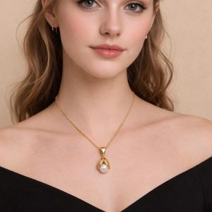 14K Solid Gold Bloom Flower Necklace: Minimalist Pearl Pendant, Handmade Flower Jewelry
